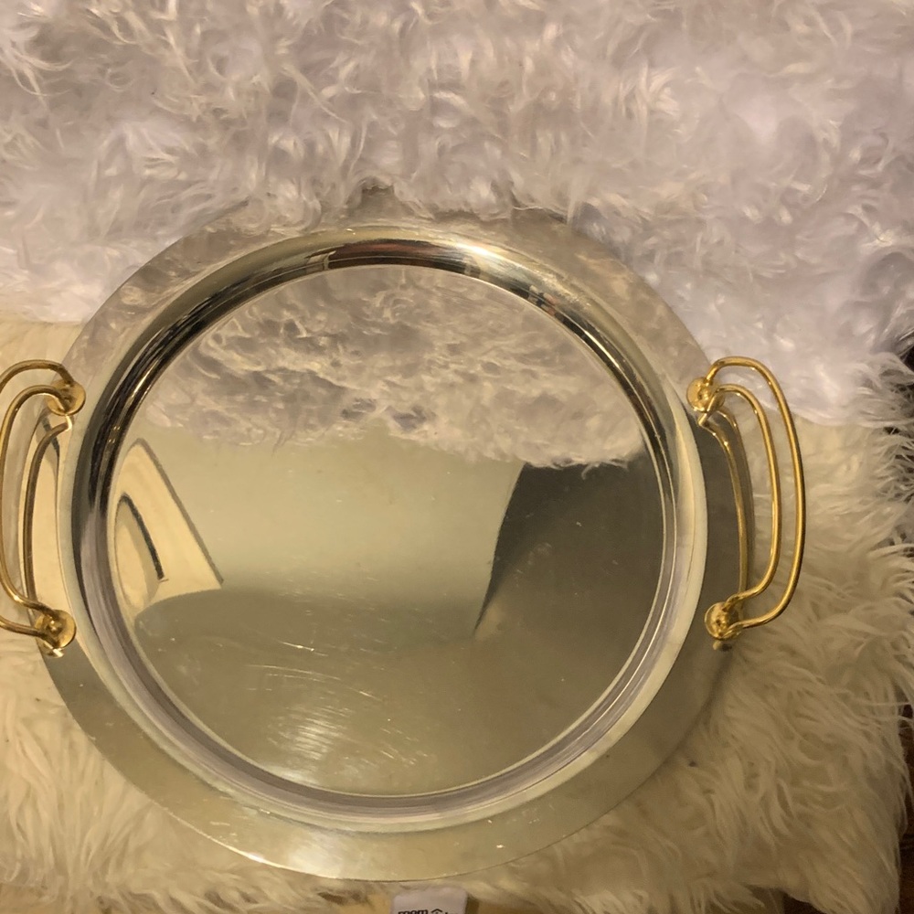 Elegant Silver and Gold Serving Tray